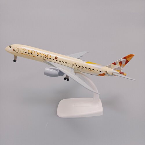 19cm阿提哈德航空波音机B787合金仿真飞机模型金属航模摆件带轮子