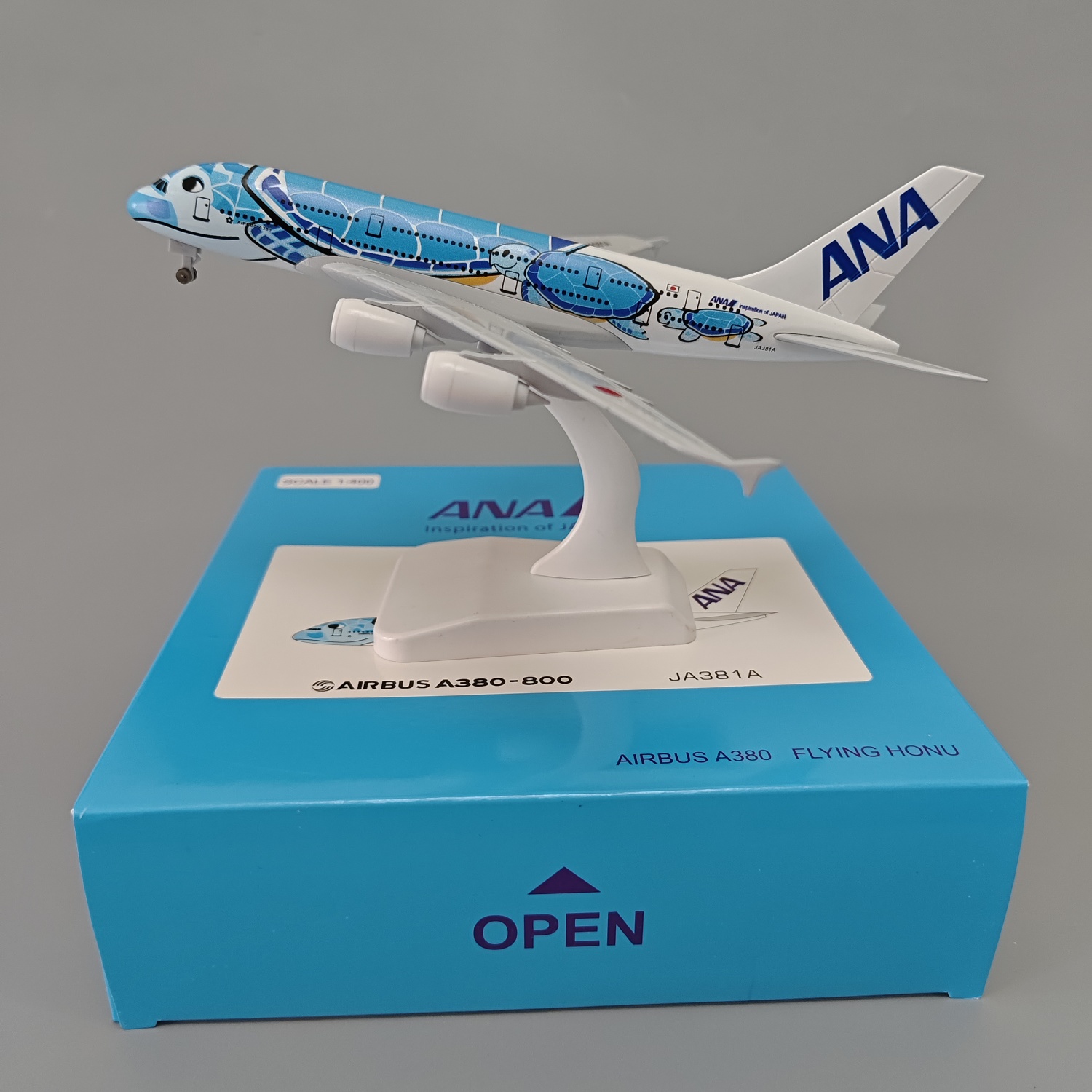 带轮20cm日本全日空航空ANA空客机A380蓝色海龟合金仿真飞机模型