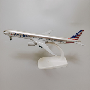 带轮子19cm美国航空American AA 波音机B777合金仿真飞机模型金属