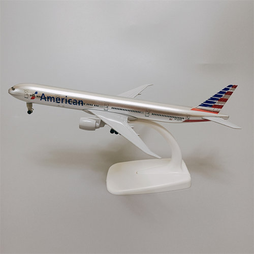 带轮子19cm美国航空American AA 波音机B777合金仿真飞机模型金属