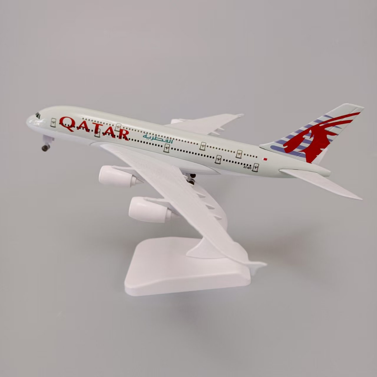 带轮子20cm卡塔尔航空QATAR空客机A380合金仿真飞机模型金属航模