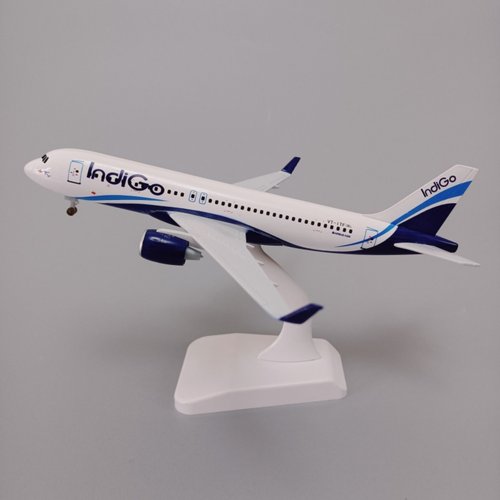 19cm印度航空IndiGO空客机A320合金仿真飞机模型金属航模带起落架