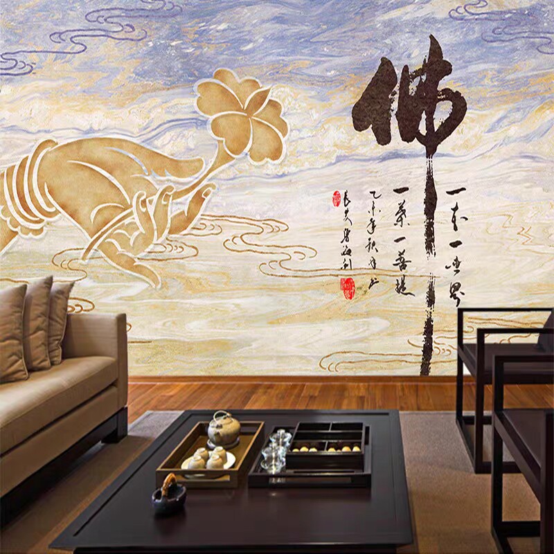 背景墙捷域佛手莲花壁纸