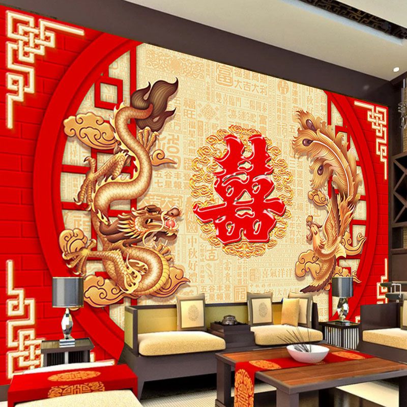 定制中式壁纸壁画壁布背景墙纸