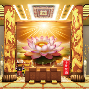 防水防潮佛光莲花荷花墙贴画