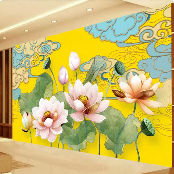 禅意荷花壁画观音佛家背景墙纸墙布莲花茶室办公室佛堂背景墙壁纸,家装主材,定制壁画,淘宝优惠券,粉丝福利购,淘宝优惠卷