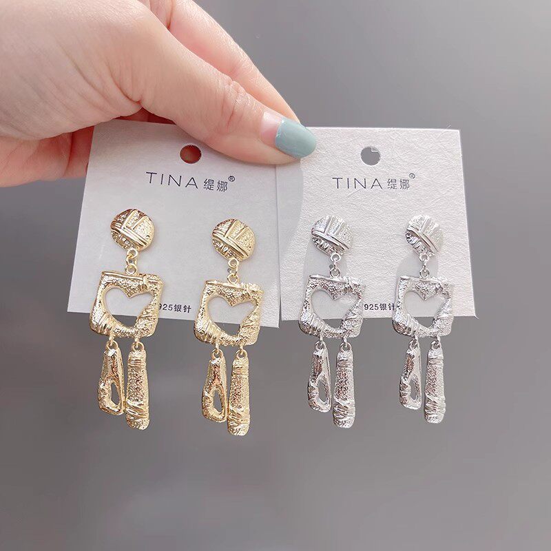 2件包邮 925银针金属创意气质耳饰日韩风格流行合金潮流女耳环WR