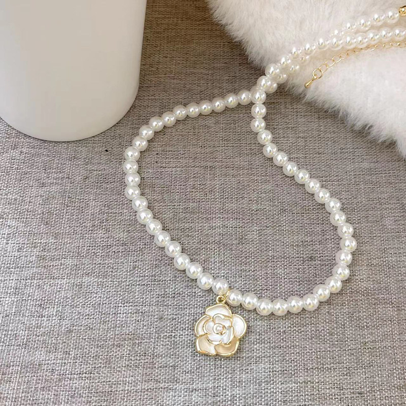 2件包邮 珍珠项链花朵气质网红百搭个性饰品女潮流设计感精致百搭