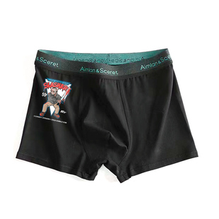 新款黑色十三号星期五杰森男联名内裤100%全纯棉学生四角裤平角裤