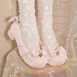 【现货】丝丝心结久久lolita原创低跟浅口圆头蝴蝶结公主女学生鞋