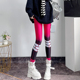 子 女高腰弹力撞色彩色印花拼色运动瑜伽健身紧身裤 春秋薄款 打底裤