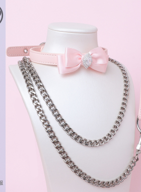 【BAY高端定制】钻石蝴蝶结牛皮项圈骨头puppy女颈带K9定制choker