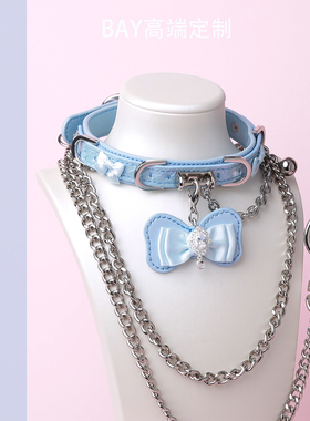 【BAY高端定制】蟒蛇皮项圈钻石蝴蝶节puppy女颈带脖圈定制choker
