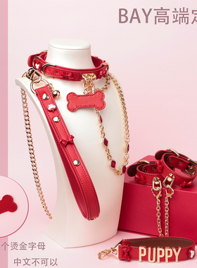 【BAY高端定制】蝴蝶结牛皮项圈骨头puppy女颈带K9脖圈定制choker