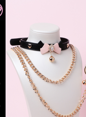 【BAY高端定制】蝴蝶结牛皮钻石puppy女项圈K9定制choker