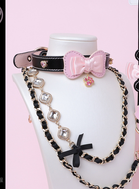 【BAY高端定制】蝴蝶结牛皮项圈骨头puppy女颈带K9定制choker