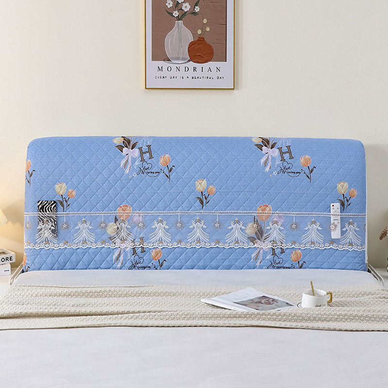 全包布艺床头罩保护套简约现代实木弹力软包靠背套夹棉加厚防尘罩 - 淘宝联盟商品