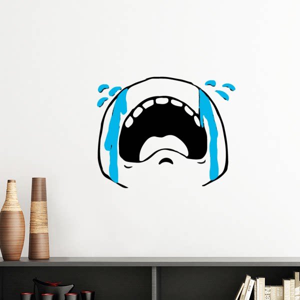 大哭黑色聊天表情纹样墙贴壁纸房间贴花学校幼儿园装饰