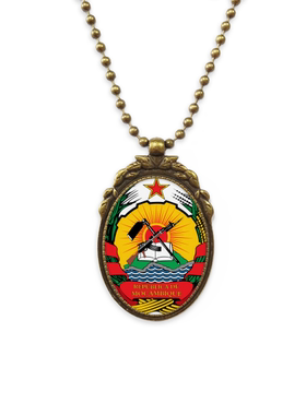 莫桑比克非洲国徽古铜色欧式吊坠