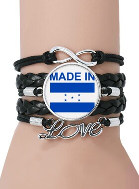 洪都拉斯国旗黑色永恒皮革手链