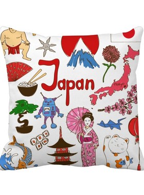 标国旗插画图案方形抱枕靠枕沙发靠垫双面含芯礼物学校幼儿园装饰