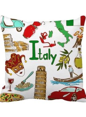 土人情插画图案方形抱枕靠枕沙发靠垫双面含芯礼物学校幼儿园装饰