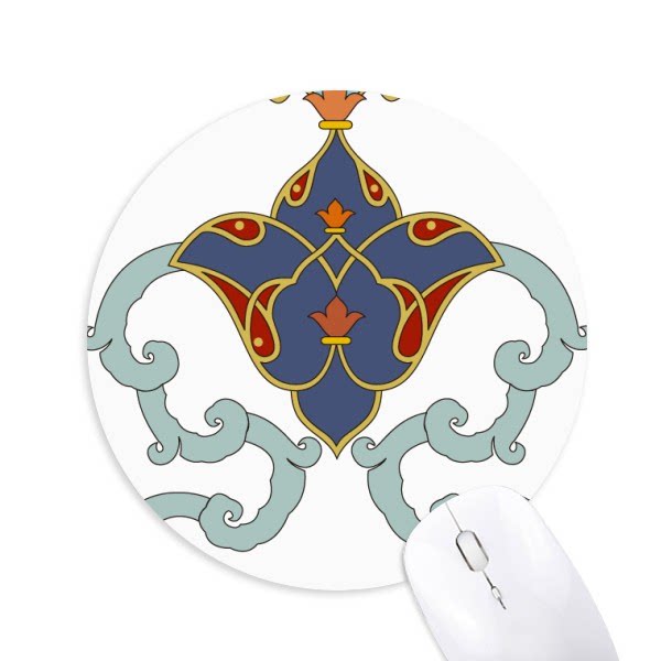 艺术花朵对称图案圆形游戏办公防滑橡胶鼠标垫礼物学校幼儿园装饰