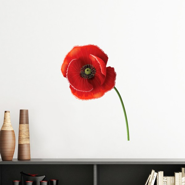 简约艺术画虞美人红花背景图装饰墙贴壁纸房间贴花学校幼儿园装饰