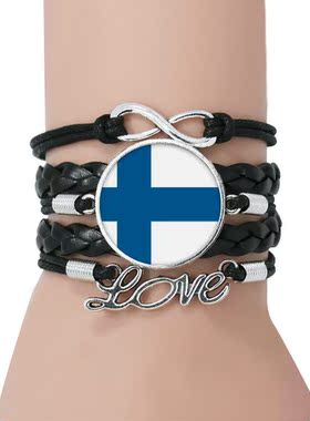 芬兰国旗象征符号永恒皮革手链