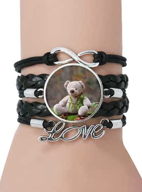 森林自然风黑色永恒礼品皮革手链