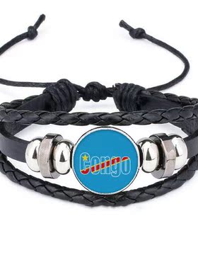 国旗皮革礼品编制手链