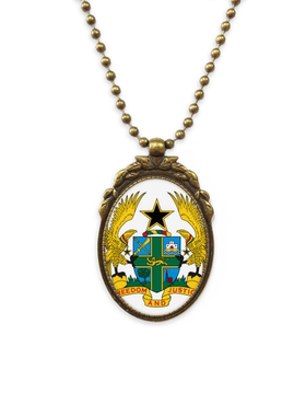加纳非洲国徽椭圆形古铜色吊坠