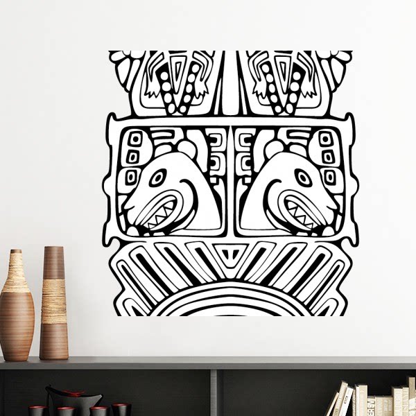 抽象手绘印第安人面图腾墙贴壁纸房间贴花学校幼儿园装饰