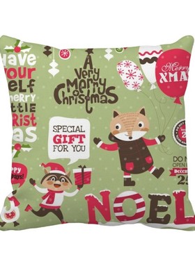 物节日插画图案方形抱枕靠枕沙发靠垫双面含芯礼物学校幼儿园装饰