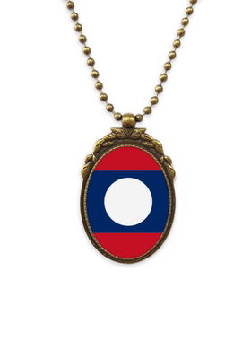 老挝国旗象征符号古铜色欧式吊坠