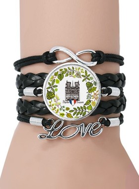 巴黎法国黑色永恒礼品皮革手链