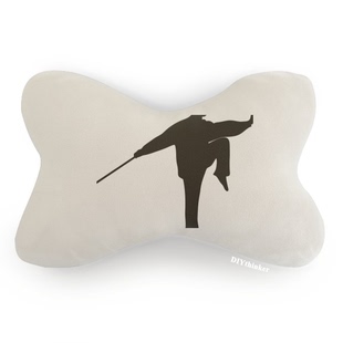 功夫中国少林棍武僧图案汽车头枕颈枕座椅枕头学校幼儿园装饰