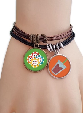 彩色赌场筹码插画纹样双牌饮料手链学校幼儿园装饰