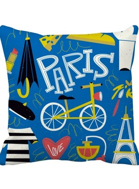 活手绘插画图案方形抱枕靠枕沙发靠垫双面含芯礼物学校幼儿园装饰