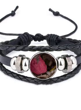 植物图片皮革礼品编制手链