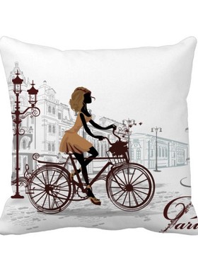 文风俗插画图案方形抱枕靠枕沙发靠垫双面含芯礼物学校幼儿园装饰