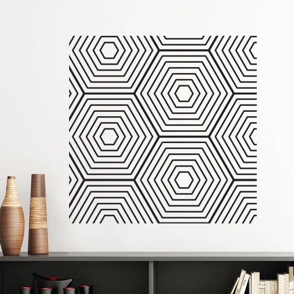 六边形线条艺术纹理插画图案墙贴壁纸房间贴花学校幼儿园装饰