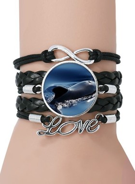 自然风黑色永恒礼品皮革手链