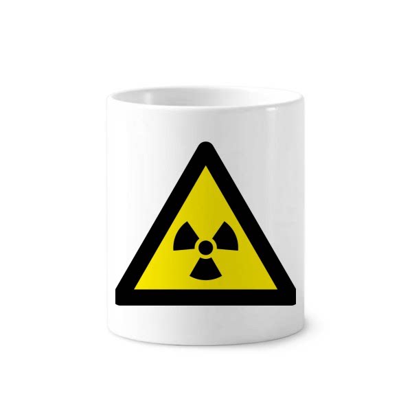 边三角形警告标志陶瓷刷牙杯子笔筒白色马克杯礼物学校幼儿园装饰