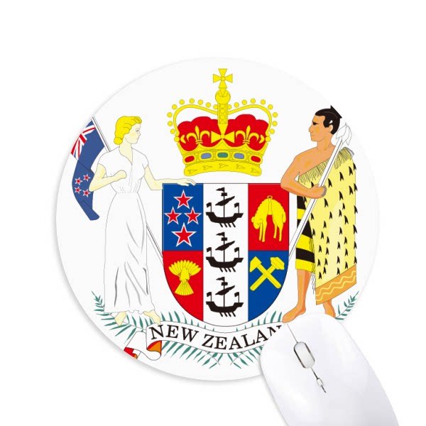 新西兰国徽圆形游戏办公防滑橡胶鼠标垫礼物学校幼儿园装饰