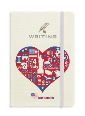 事本子用美国红色爱心图案写作硬质笔记本办公学生学校幼儿园装饰