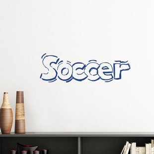 蓝色足球得分字体纹样墙贴壁纸房间贴花学校幼儿园装饰