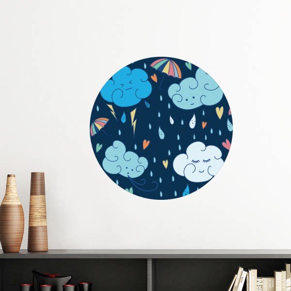 云雨伞雨闪电爱心墙贴壁纸房间贴花学校幼儿园装饰