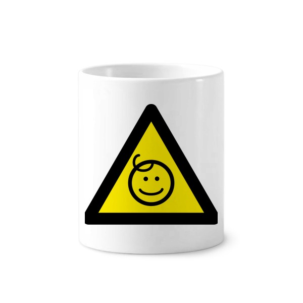 童三角形警告标志陶瓷刷牙杯子笔筒白色马克杯礼物学校幼儿园装饰