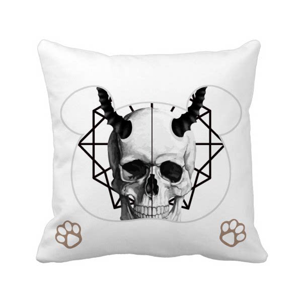 靠垫双面含芯礼物脸骷髅骨头角线条圣诞节方形抱枕学校幼儿园装饰